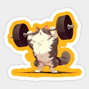 cat lifting weight Sticker